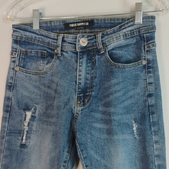 PUBLIC SUPPLY CO. New York Blue Skinny Jeans Distressed Details Men's Size 30/32 - Picture 6 of 7